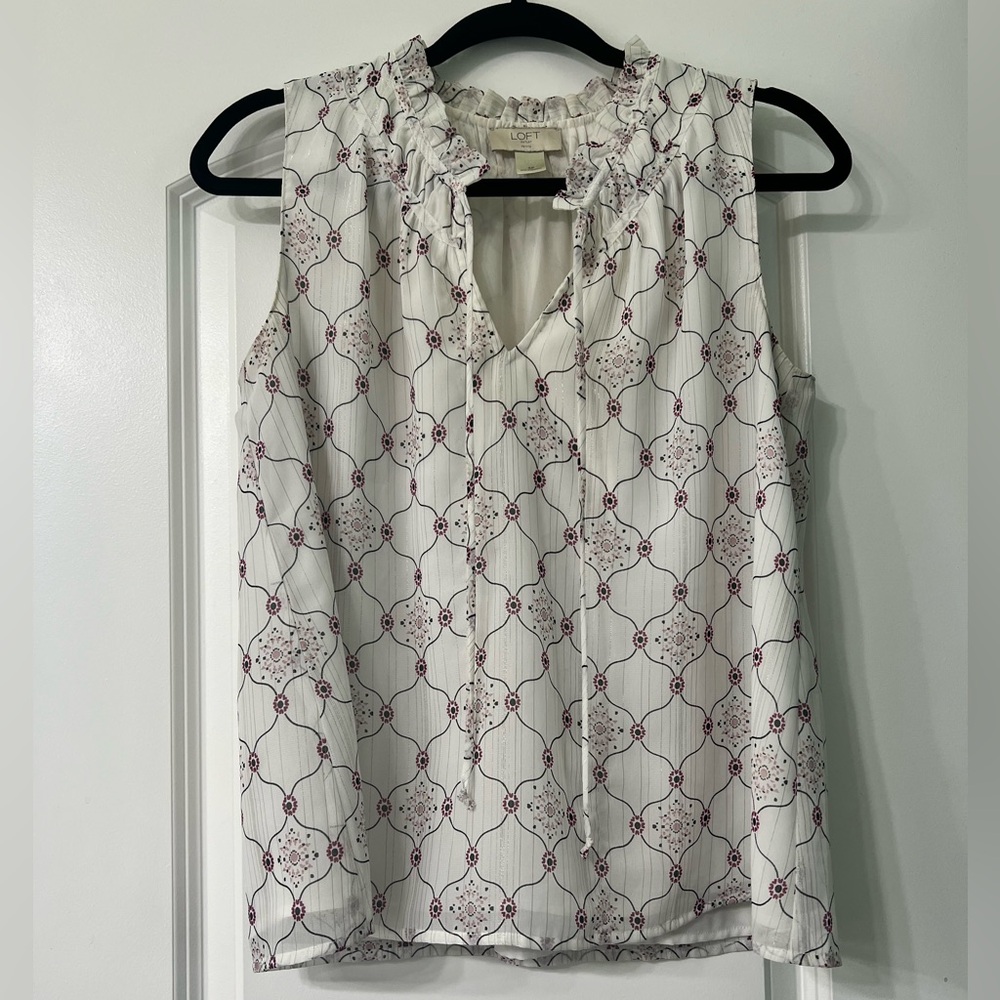 LOFT Tie Front Relaxed Blouse